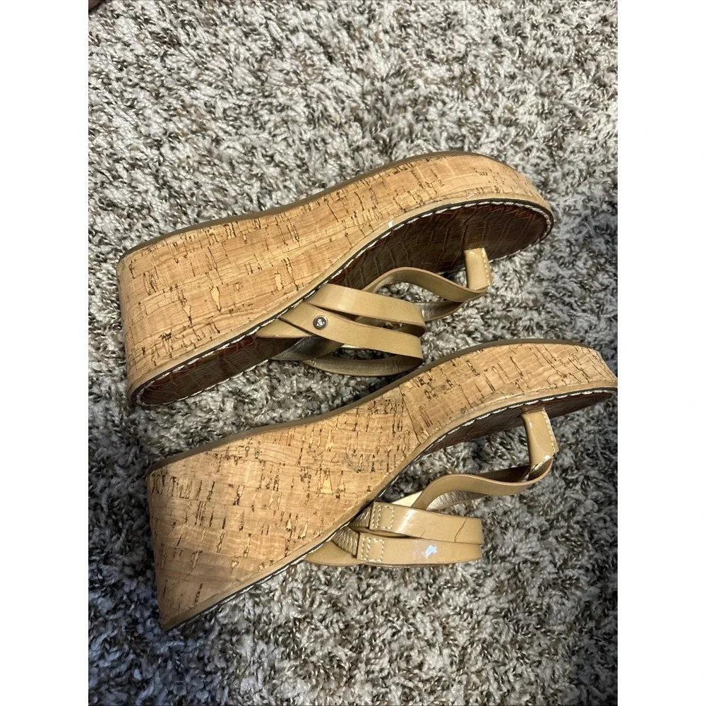 Sam Edelman Reana Wedge Sandals Size 8.5 Cork Strappy Thong Platform Heel 90 Y2K